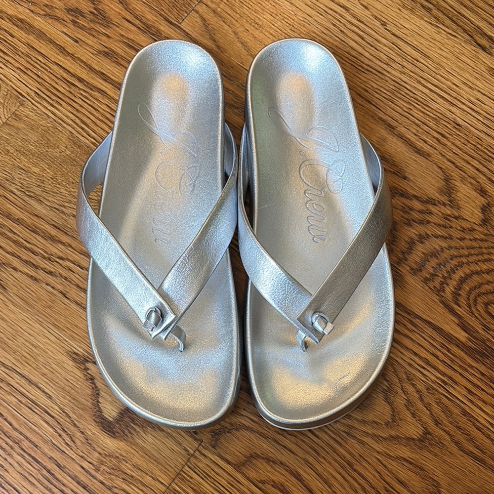 J. Crew Silver Sandals with Thong Design
